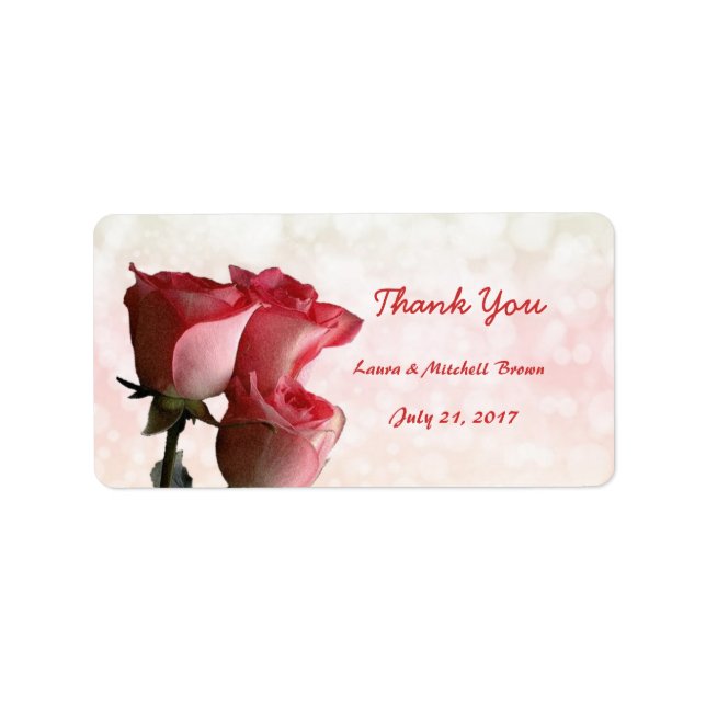 Red roses Wedding Thank you Address Label (Front)