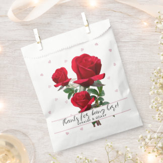 Red Roses Wedding Thank You Favor Bags