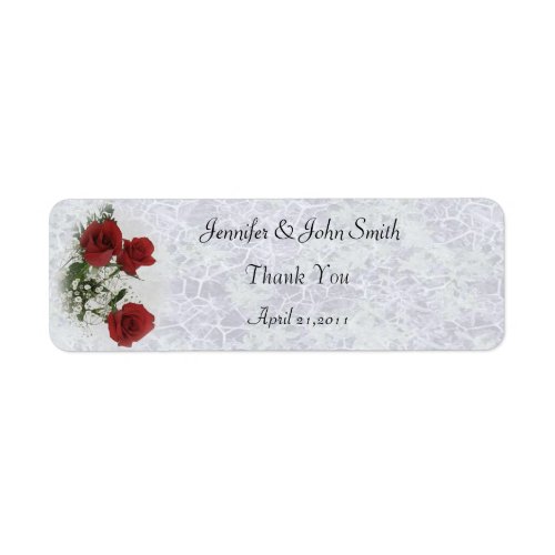 Red Roses Wedding Thank You Label