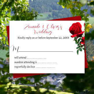 Red Roses Wedding Website Reply Cards