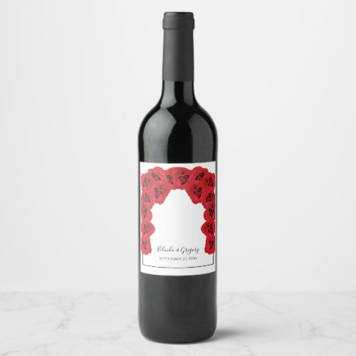 Red Roses Wedding  Wine Label