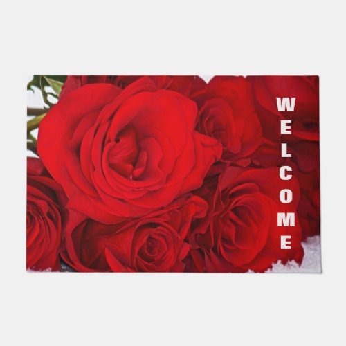 Red Roses Welcome Mat