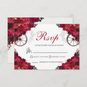 Red Roses Western Quinceanera RSVP Enclosure Card (Front/Back)