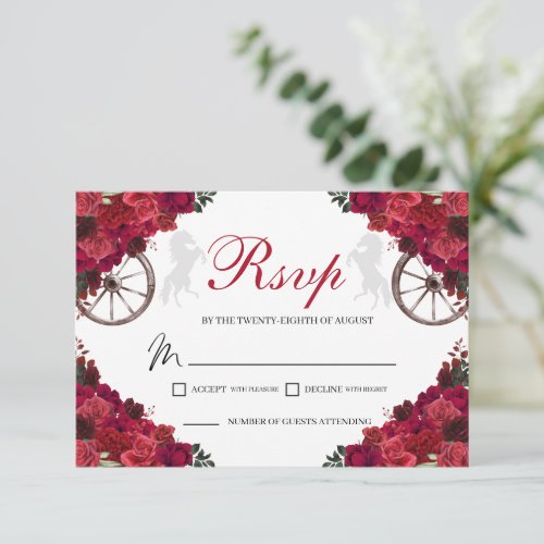 Red Roses Western Quinceanera RSVP Enclosure Card
