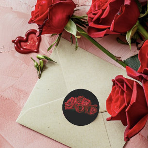 Red Roses White Black Elegance Timeless Classic Round Sticker