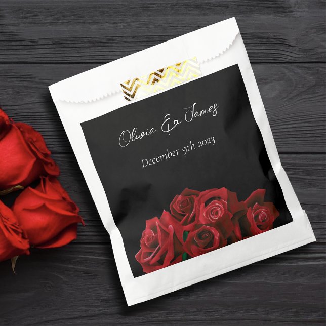 Red Roses White Black Elegance Timeless Favor Bag (Creator Uploaded)