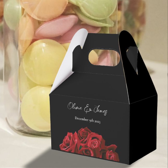 Red Roses White Black Elegance Timeless Favor Boxes (Creator Uploaded)