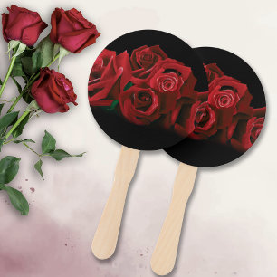 Red Roses White Black Elegance Timeless Hand Fan