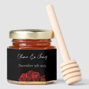 Red Roses White Black Elegance Timeless Honey Jar Favors