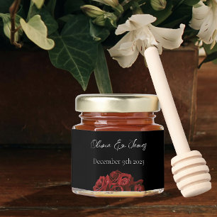 Red Roses White Black Elegance Timeless Honey Jar Favors