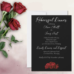 Red Roses White Black Elegance Timeless Invitation