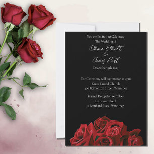 Red Roses White Black Elegance Timeless Invitation
