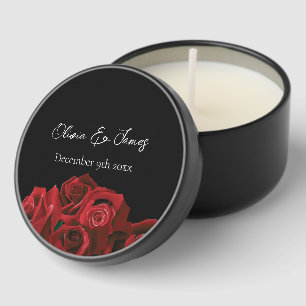 Red Roses White Black Elegance Timeless Mini Candle Favors