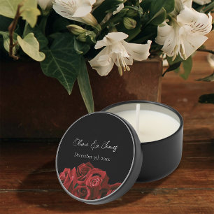 Red Roses White Black Elegance Timeless Mini Candle Favors