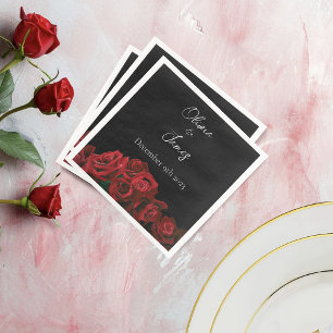 Red Roses White Black Elegance Timeless Paper Dinner Napkins