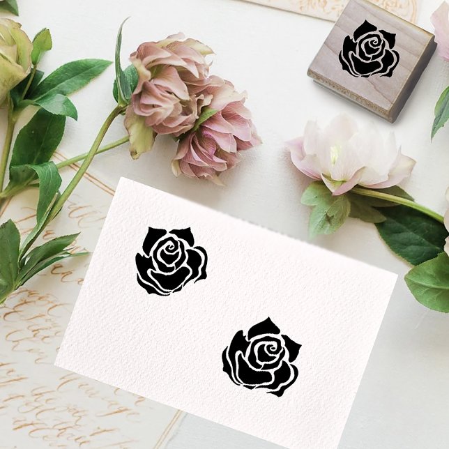 Red Roses White Black Elegance Timeless Rubber Stamp (Creator Uploaded)
