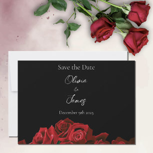 Red Roses White Black Elegance Timeless Save The Date