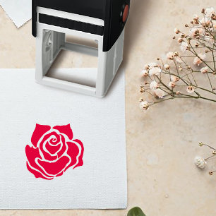 Red Roses White Black Elegance Timeless Self-inking Stamp
