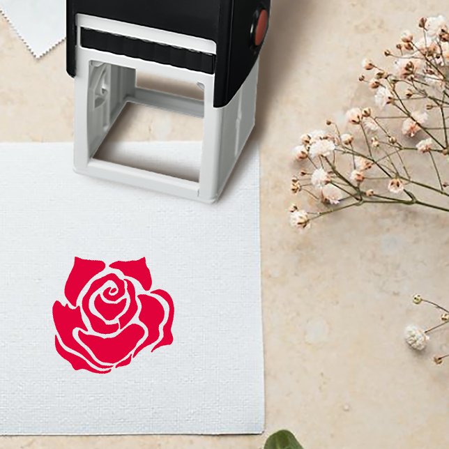 Red Roses White Black Elegance Timeless Self-inking Stamp (Creator Uploaded)
