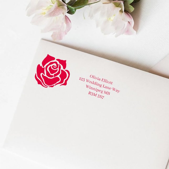 Red Roses White Black Elegance Timeless Self-inking Stamp (Creator Uploaded)