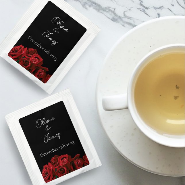 Red Roses White Black Elegance Timeless  Tea Bag Drink Mix (Creator Uploaded)