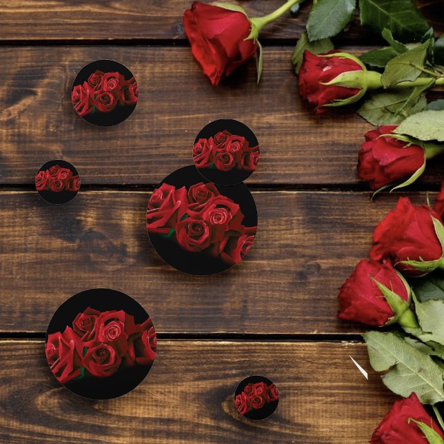 Red Roses White Black Elegance Timeless Wedding Confetti (Creator Uploaded)