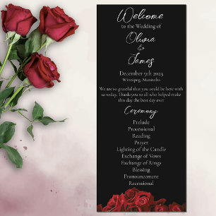 Red Roses White Black Elegance Timeless Wedding Program