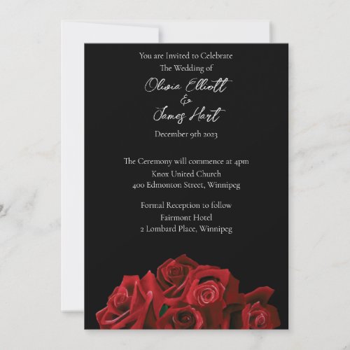 Red Roses White Black Invitation