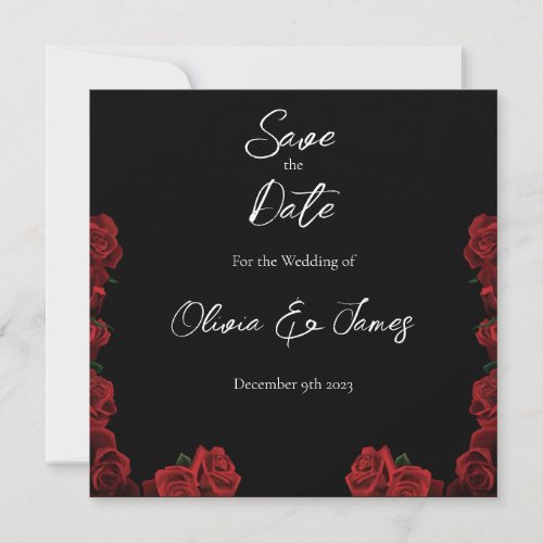 Red Roses White Black Save The Date