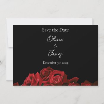 Red Roses White Black Save The Date by tigressdragon at Zazzle