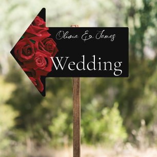 Red Roses White Black Sign