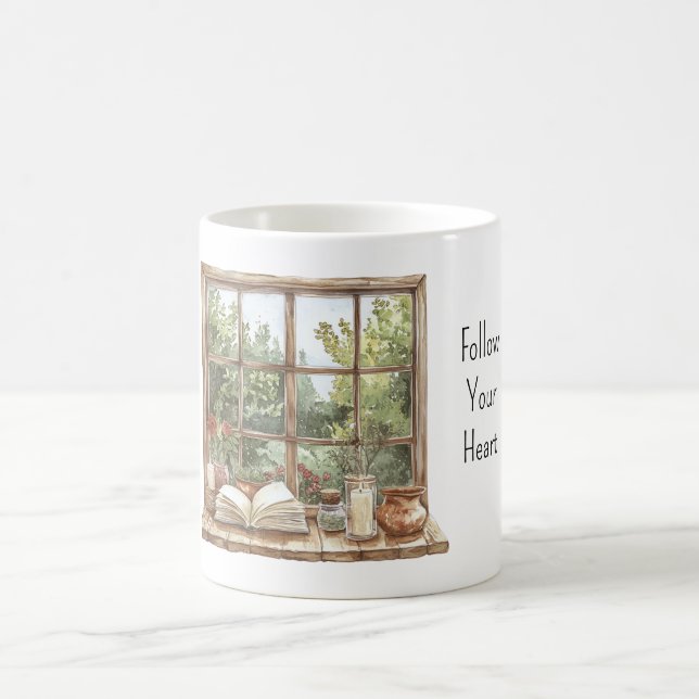 Red Roses Window Coffee Mug (Center)
