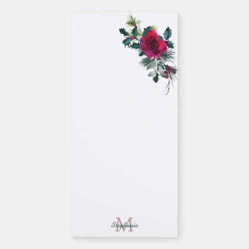 Red Roses Winter Bouquet Magnetic Notepad