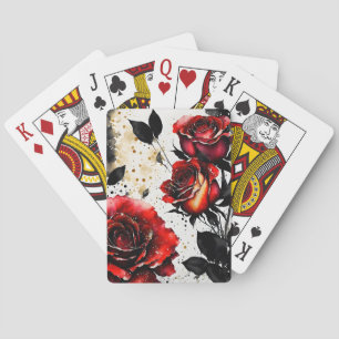 Red Roses with Black Stems Poker Cards