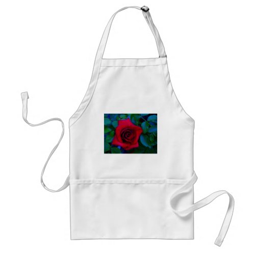 Red Roses with blue tones Adult Apron