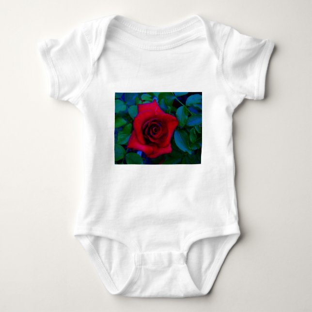Red Roses with blue tones Baby Bodysuit (Front)