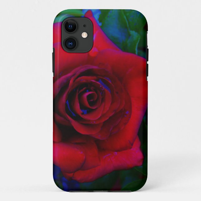 Red Roses with blue tones Case-Mate iPhone Case (Back)