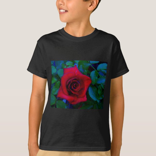 Red Roses with blue tones T-Shirt (Front)