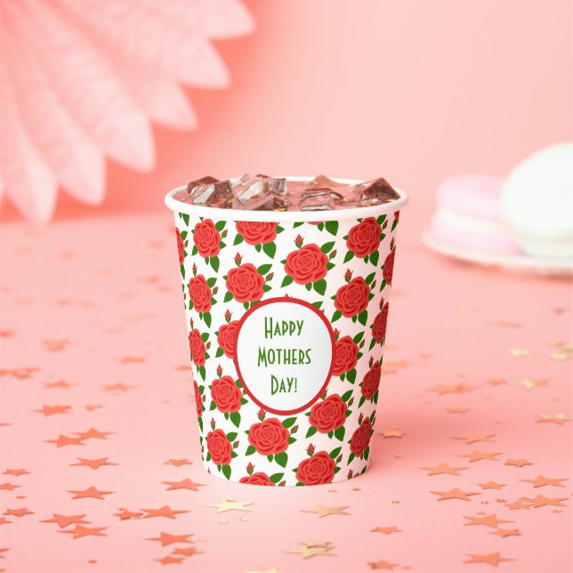 Red Roses with Buds Paper Cups (Insitu)