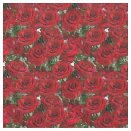 Red Roses with Greenery Pretty Floral Fabric