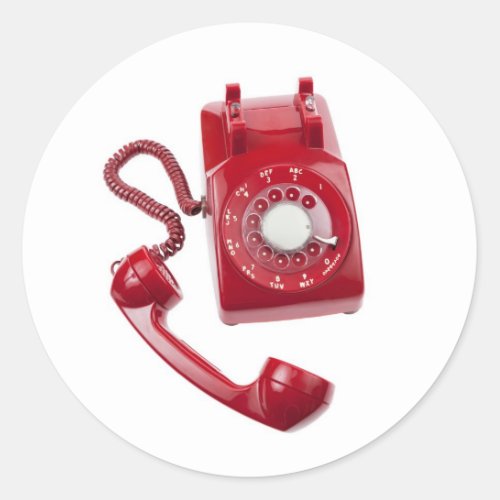 Red Rotary Phone Classic Round Sticker