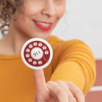 Red Rotary Phone Dial 911 Emergency Number