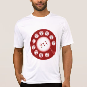 Red Rotary Phone Dial 911 Emergency Number T-Shirt