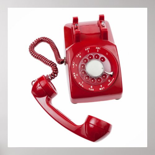 Red Rotary Phone Poster