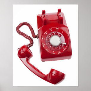 Red Rotary Phone Poster