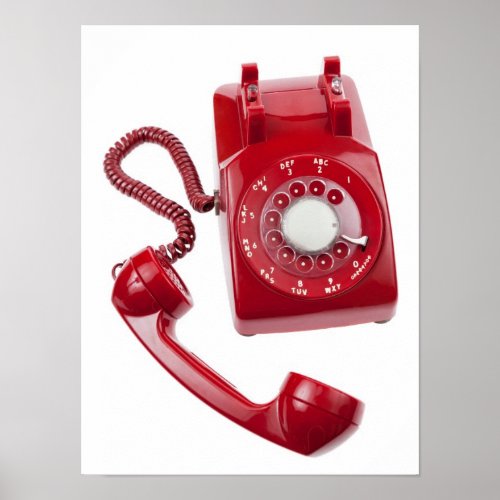 Red Rotary Phone Poster