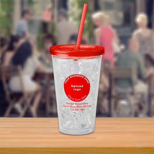 Red Round Business Brand on Acrylic Tumbler