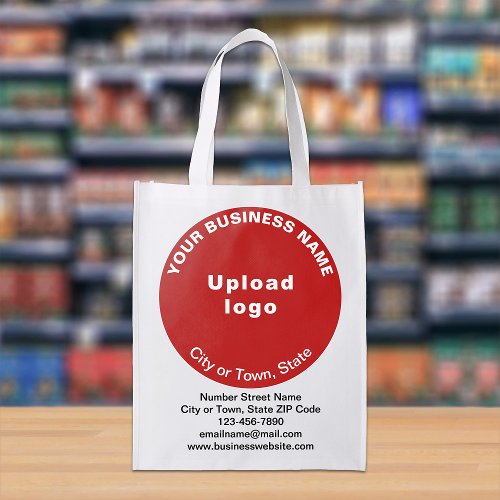 Red Round Business Brand on Single_Sided Print Grocery Bag