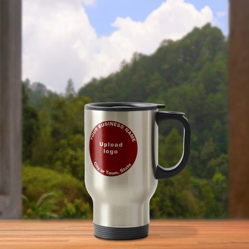 Red Round Business Brand on Stainless Travel Mug