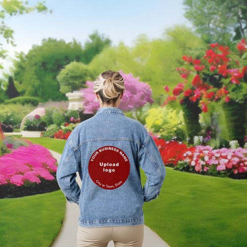 Red Round Business Brand on Womens Denim Jacket